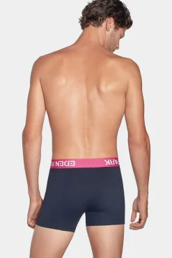 Pack De 2 Boxers Bleu Et Gris Uni Ceinture Contrastante