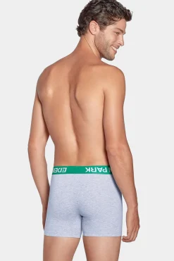 Pack De 2 Boxers Bleu Et Gris Uni Ceinture Contrastante