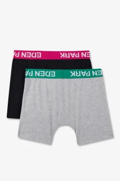 Pack De 2 Boxers Bleu Et Gris Uni Ceinture Contrastante