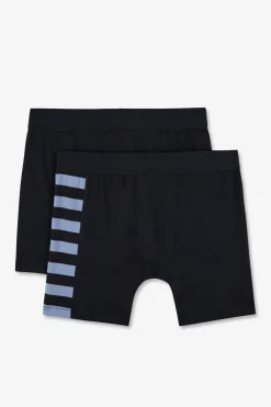 Pack De 2 Boxers Bleu Marine Details Rayures Et Uni