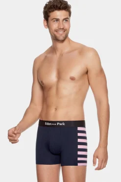 Pack De 2 Boxers Bleu Marine Details Rayures Et Uni