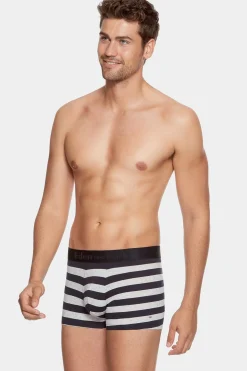 Pack De 2 Boxers Bleu Marine Rayures Grise Et Uni
