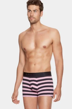 Pack De 2 Boxers Bleu Marine Rayures Rose Et Uni