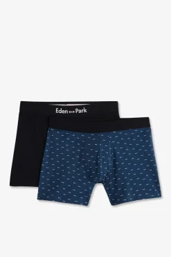 Pack De 2 Boxers Bleu Uni Et Noeuds Papillon