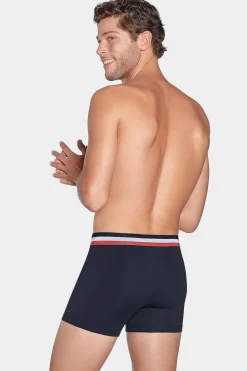 Pack De 2 Boxers Rose Et Bleu Uni Ceinture Contrastante