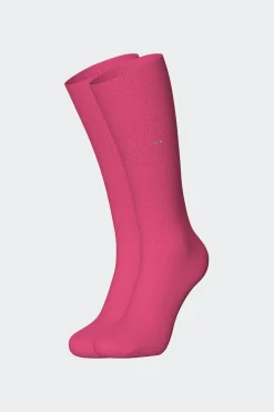 Paire De Chaussettes Cerclees Rouges En Coton Stretch