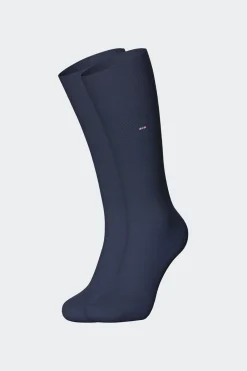 Paire De Chaussettes Cerclees Marine En Coton Stretch