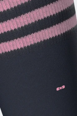 Paire De Chaussettes Marine A Bords Rayes En Coton Stretch