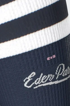 Paire De Chaussettes Marine Inscription Eden Park Varsity En Coton Stretch