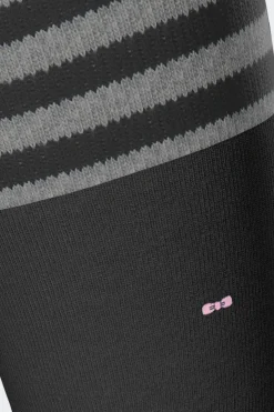 Paire De Chaussettes Noires A Bords Rayes En Coton Stretch
