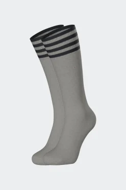 Paire De Chaussettes Roses A Bords Rayes En Coton Stretch