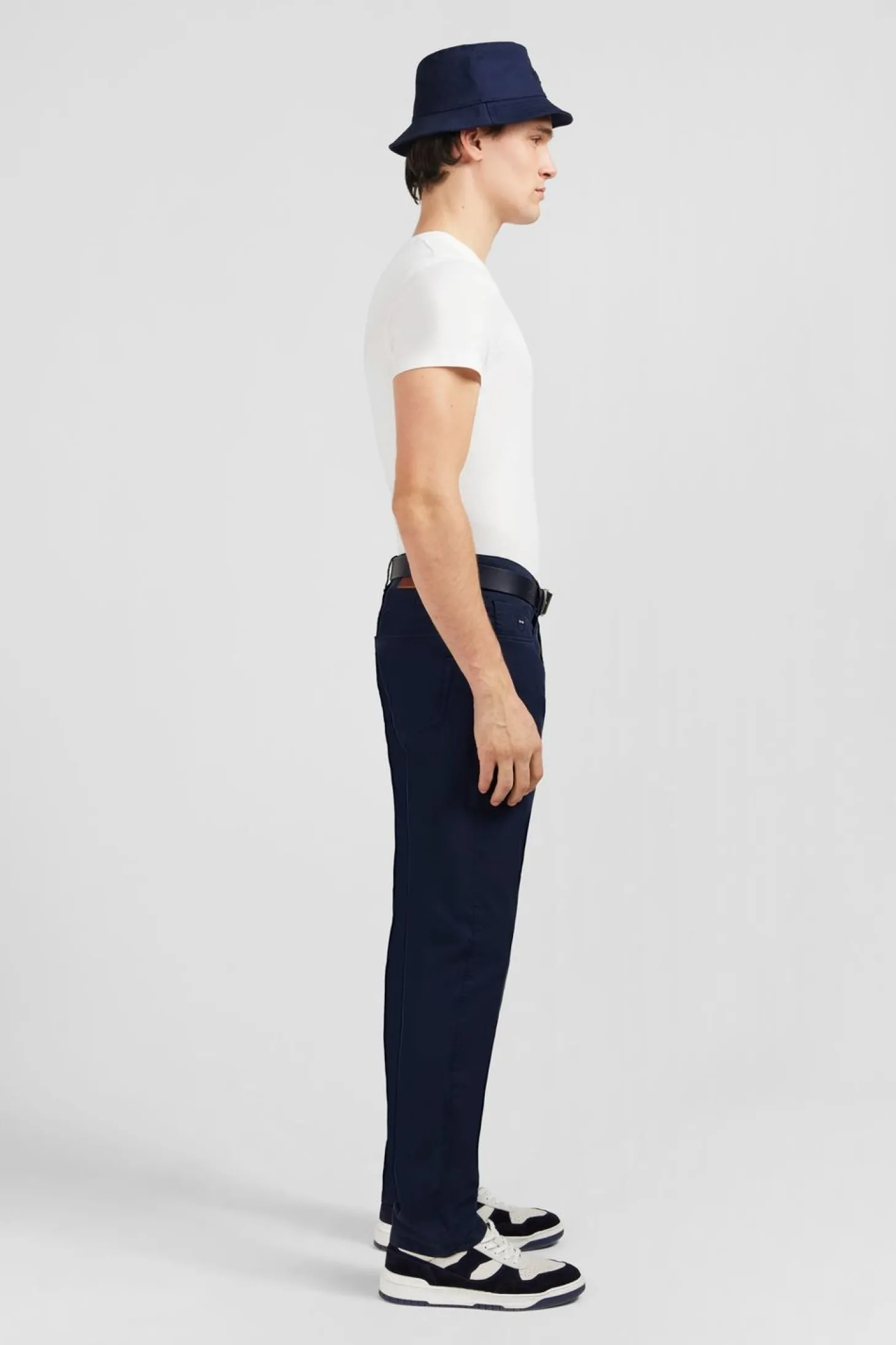 Pantalon Bleu Marine Droit 5 Poches