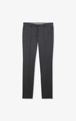 Pantalon Slim Gris En Laine A Plis Casses