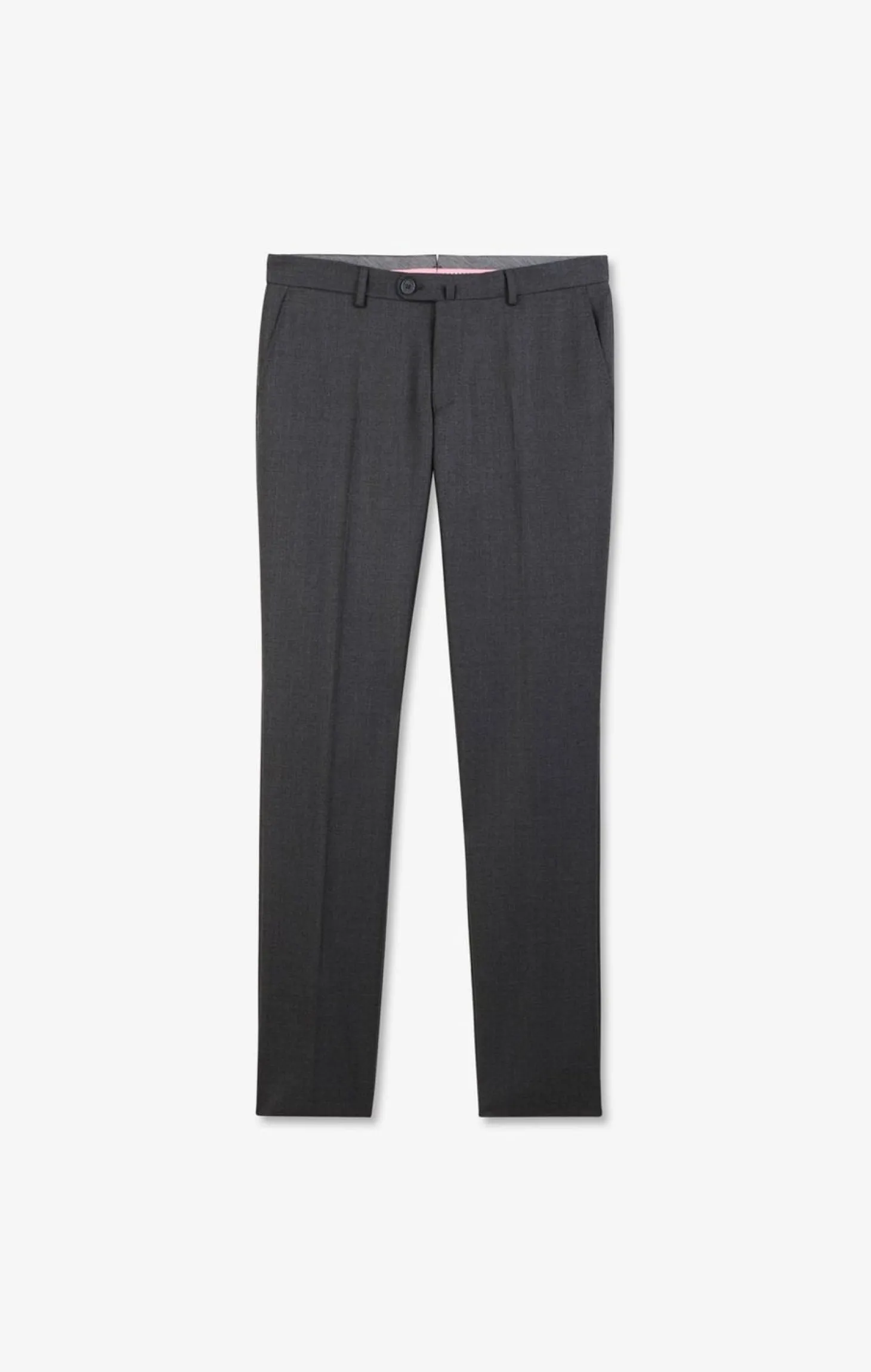 Pantalon Slim Gris En Laine A Plis Casses