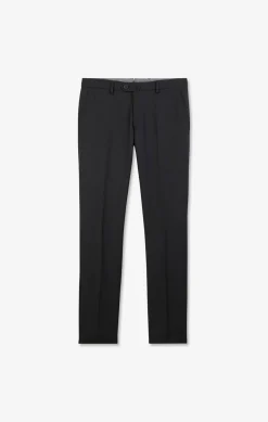 Pantalon Slim Gris Fonce En Laine A Plis Casses