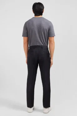 Pantalon Slim Gris Fonce En Laine A Plis Casses