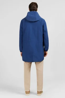 Parka A Capuche En Toile De Coton Melange Bleu