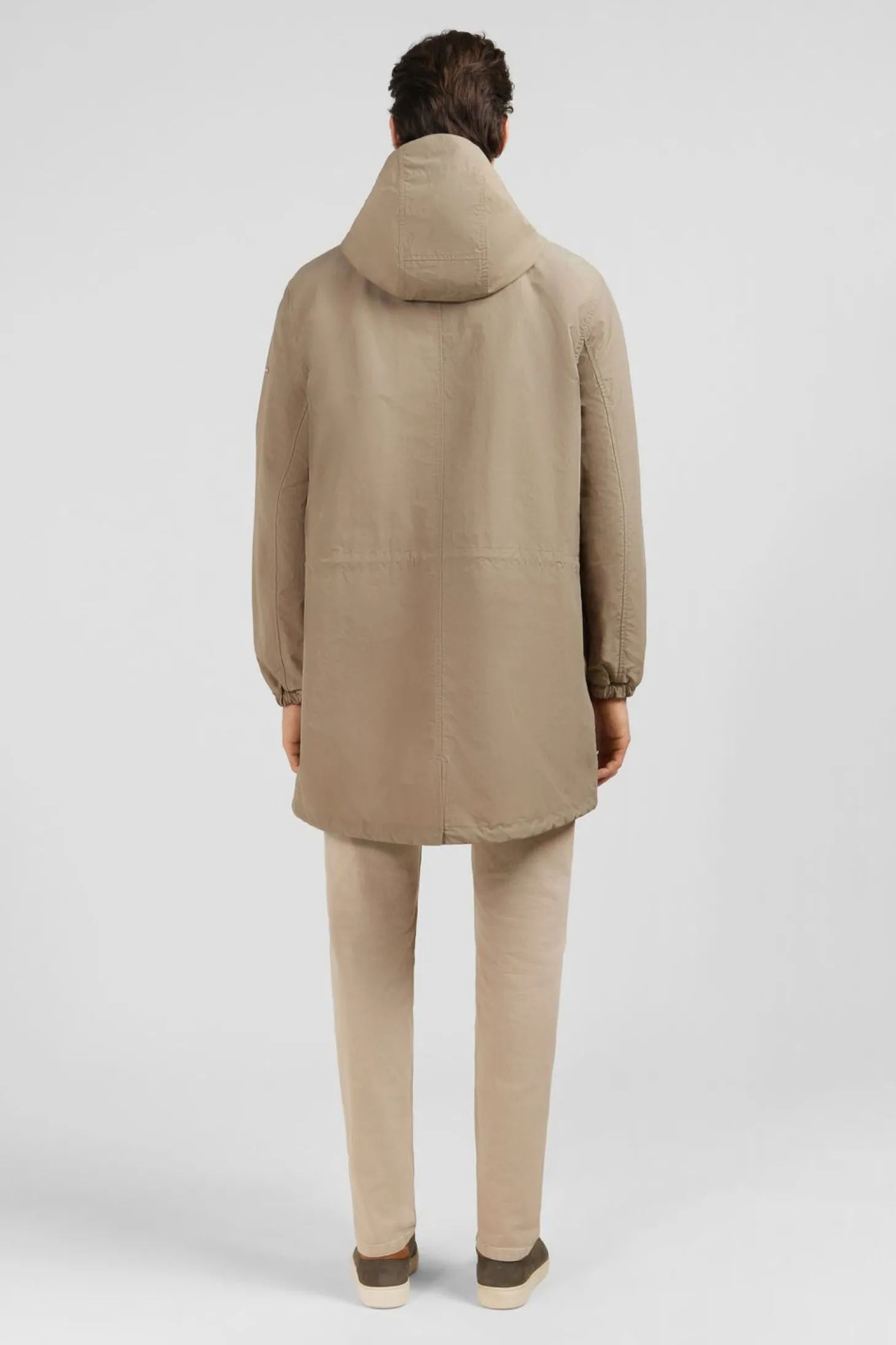 Parka A Capuche En Toile De Coton Melange Beige