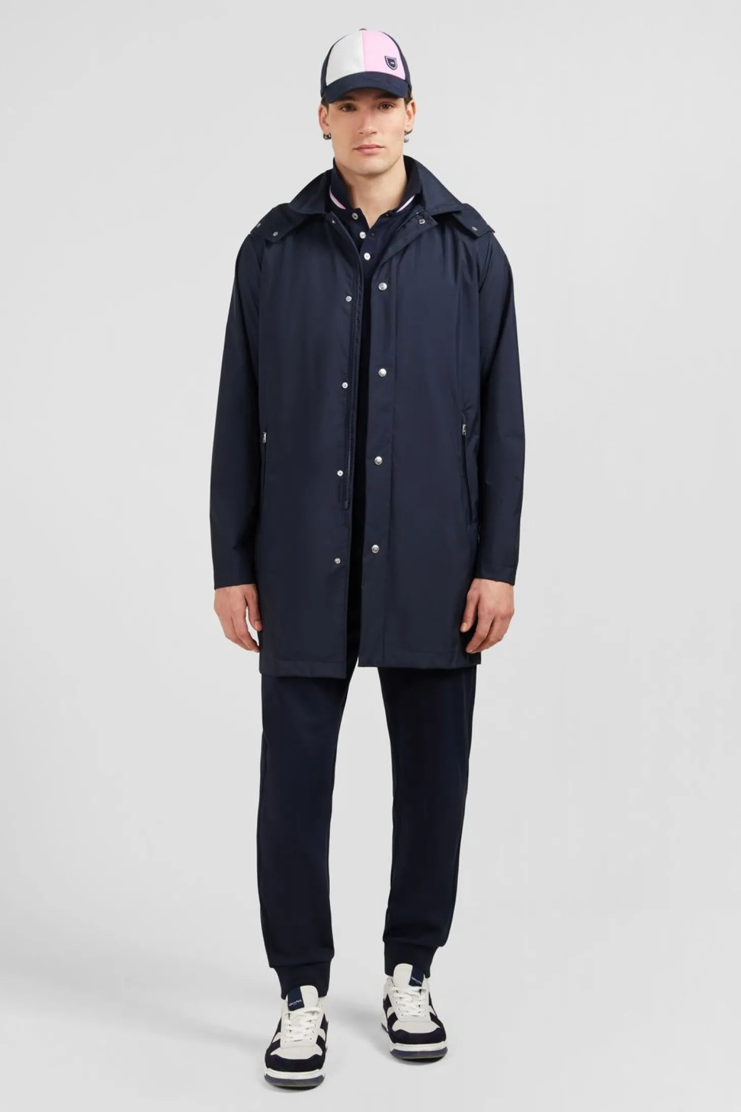 Parka Longue A Capuche Amovible Marine