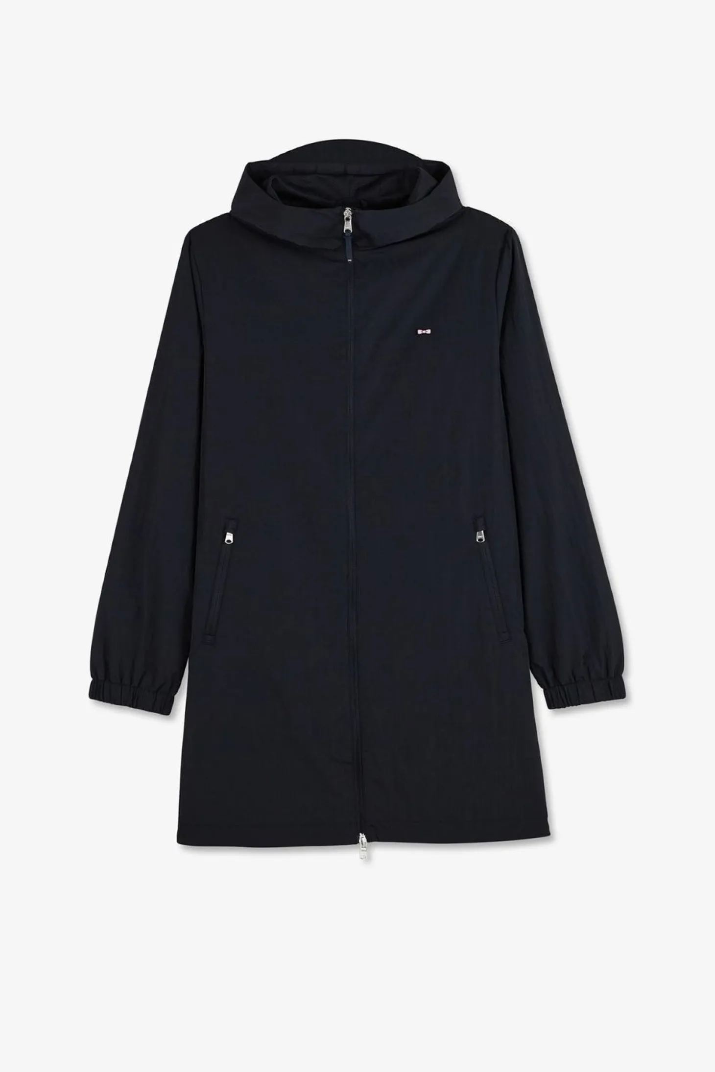 Parka Longue Zippee A Capuche Marine