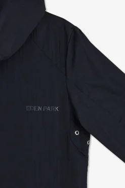 Parka Longue Zippee A Capuche Marine