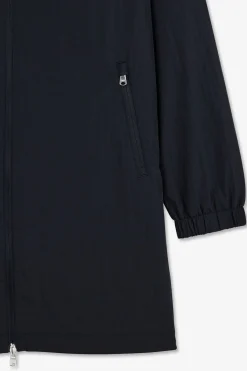 Parka Longue Zippee A Capuche Marine