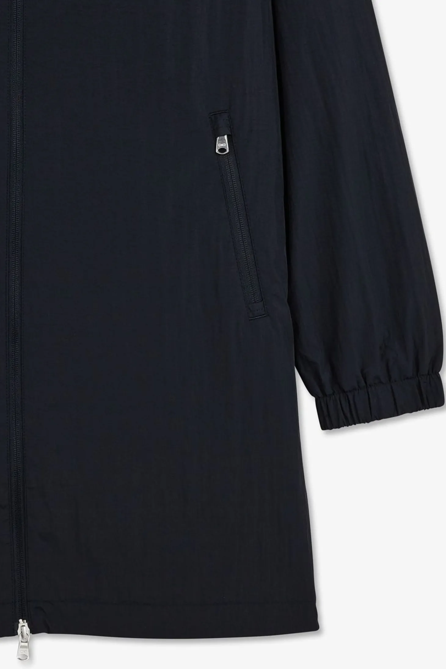Parka Longue Zippee A Capuche Marine