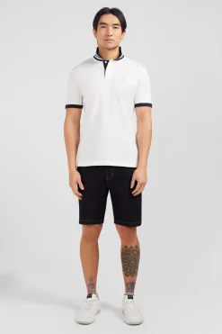 Polo Blanc En Coton Pima Avec Details Contrastes