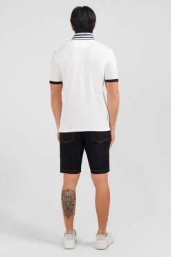 Polo Blanc En Coton Pima Avec Details Contrastes