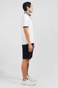 Polo Blanc En Coton Pima Avec Details Contrastes