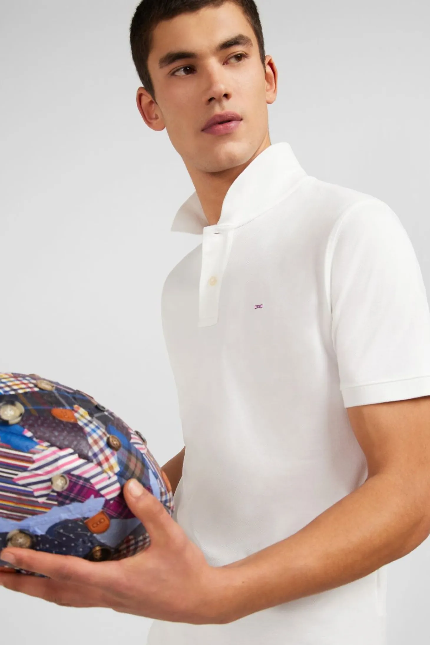 Polo Blanc En Coton Pima Stretch