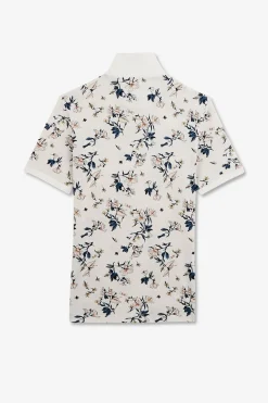 Polo Blanc Imprime Exclusif Fleuri