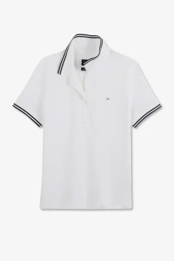 Polo Blanc Manches Courtes En Coton Pima
