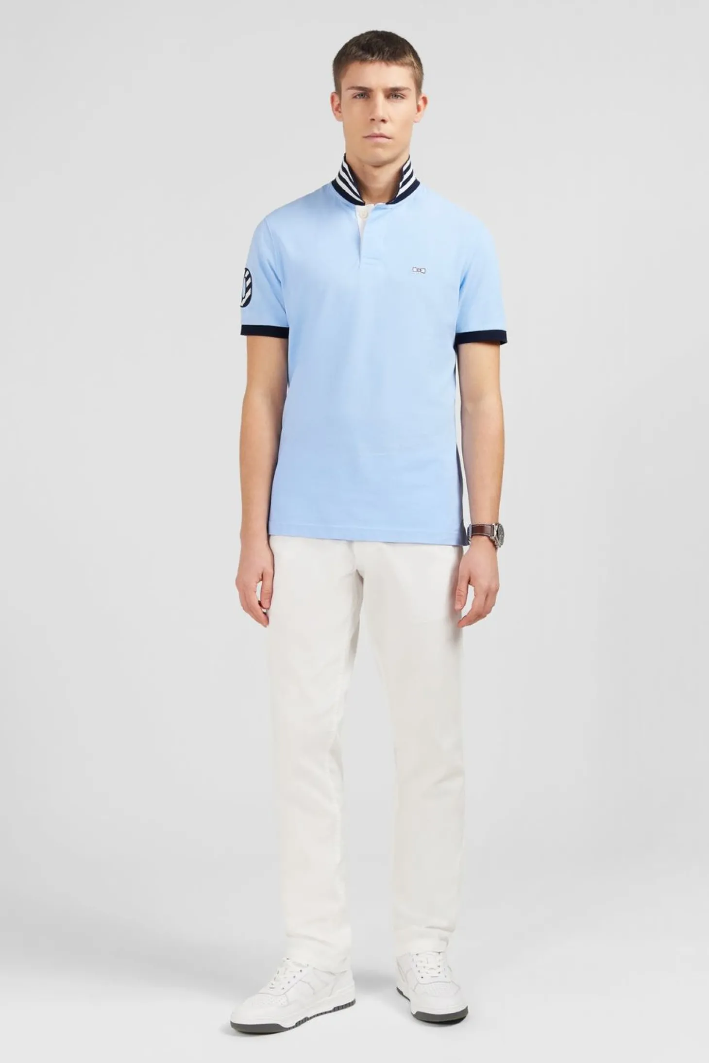 Polo Bleu Clair A Manches Courtes Numero 10