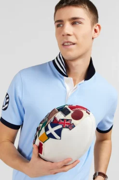Polo Bleu Clair A Manches Courtes Numero 10