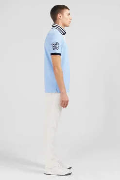 Polo Bleu Clair A Manches Courtes Numero 10
