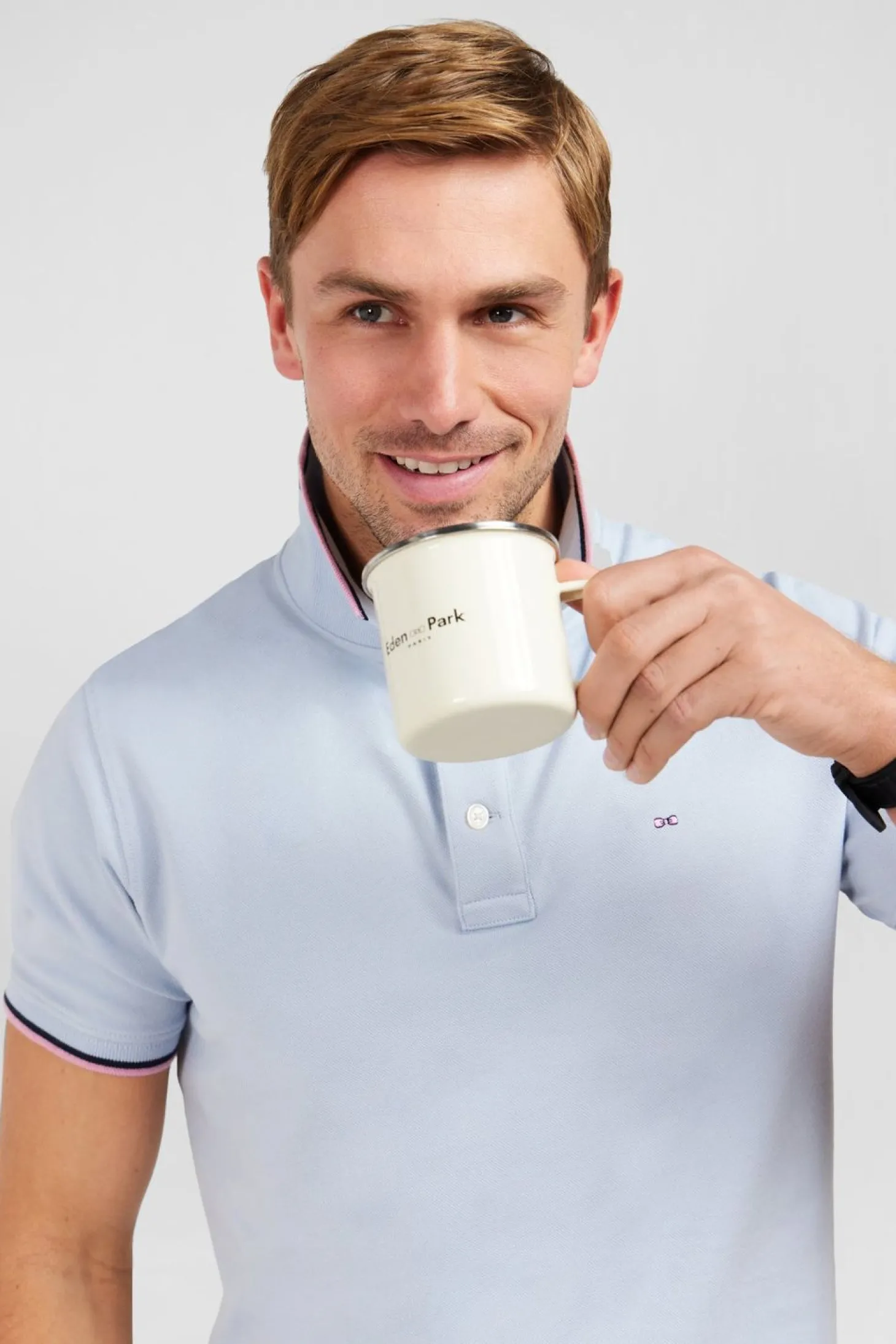 Polo Bleu Clair En Coton Pima