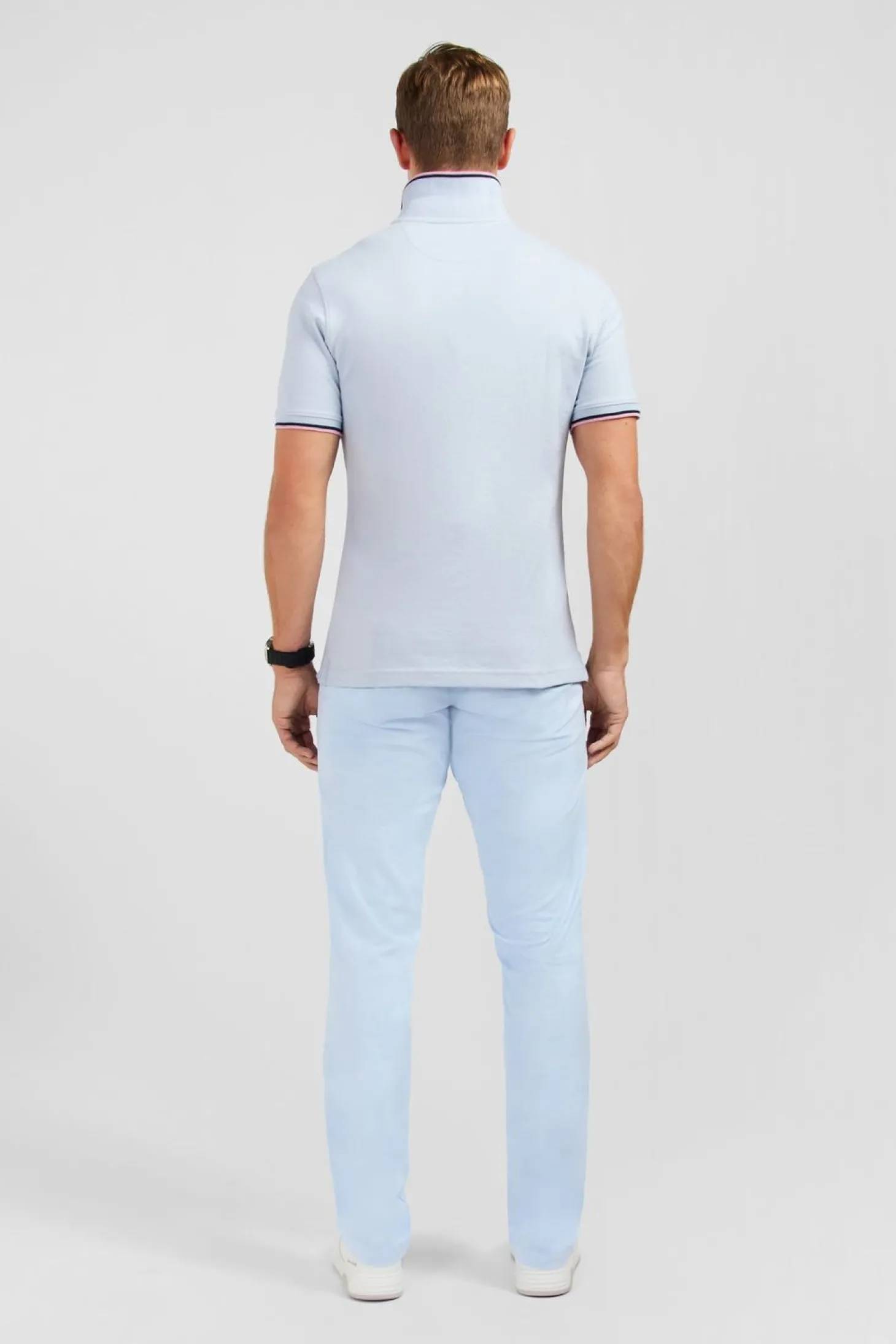 Polo Bleu Clair En Coton Pima