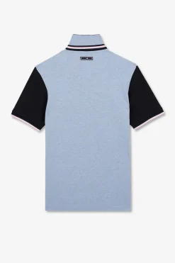 Polo Bleu Colorblock Manches Courtes