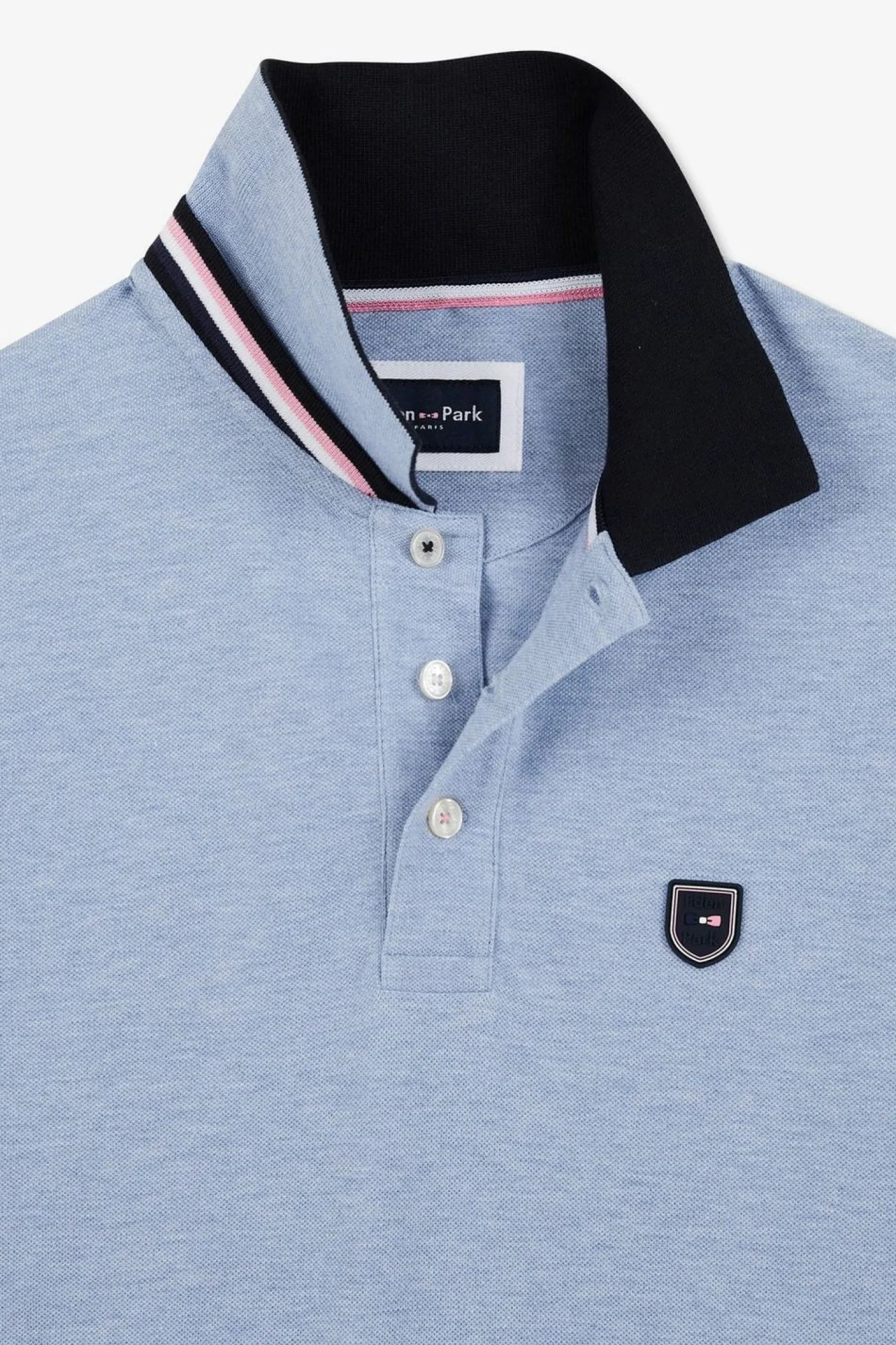 Polo Bleu Colorblock Manches Courtes