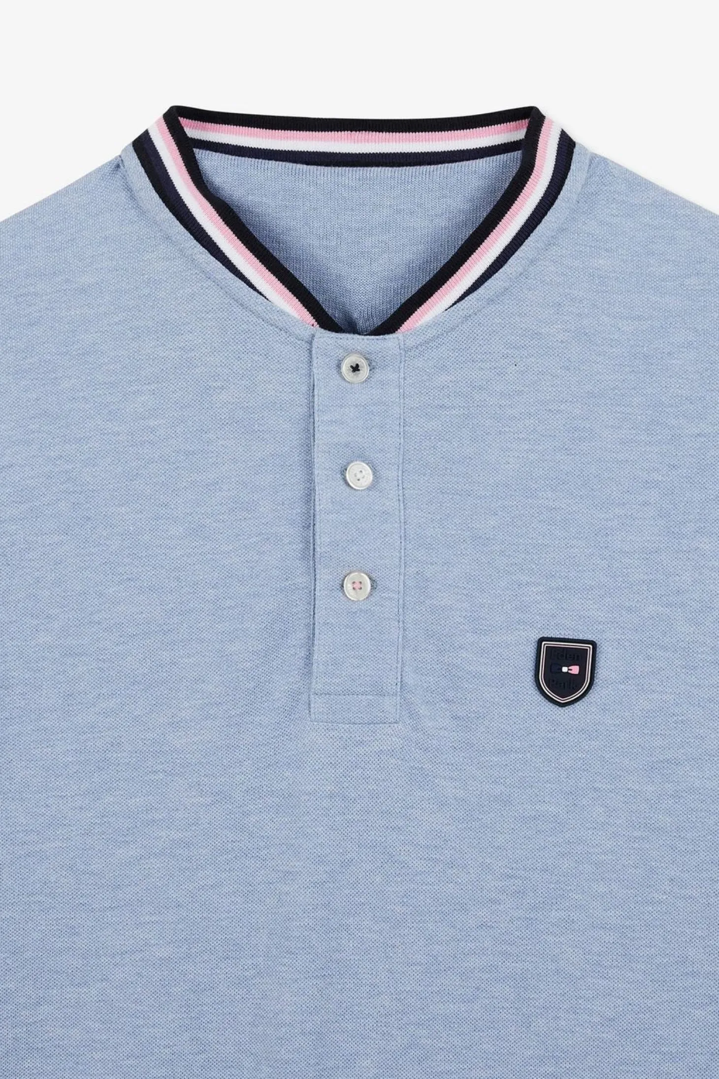 Polo Bleu Colorblock Manches Courtes