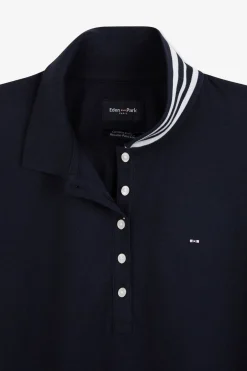 Polo Bleu Fonce Manches Courtes En Coton Pima