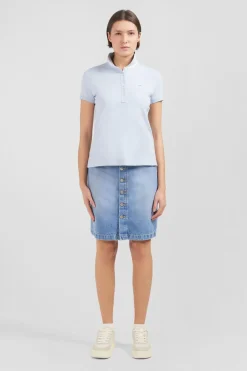 Polo Bleu Manches Courtes En Coton Pima