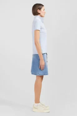 Polo Bleu Manches Courtes En Coton Pima