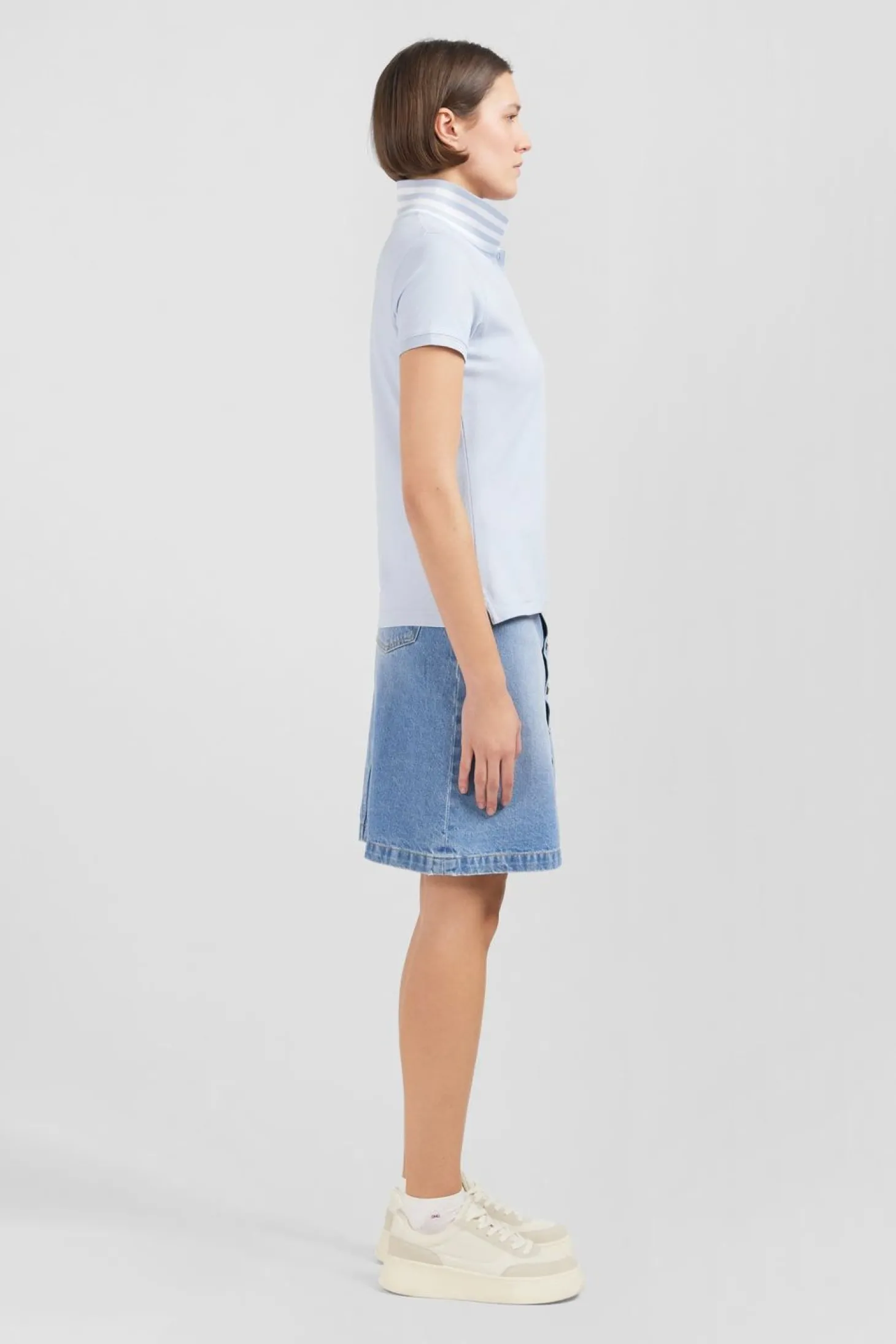 Polo Bleu Manches Courtes En Coton Pima