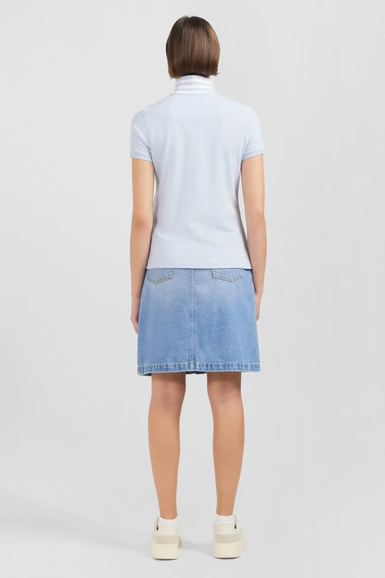 Polo Bleu Manches Courtes En Coton Pima