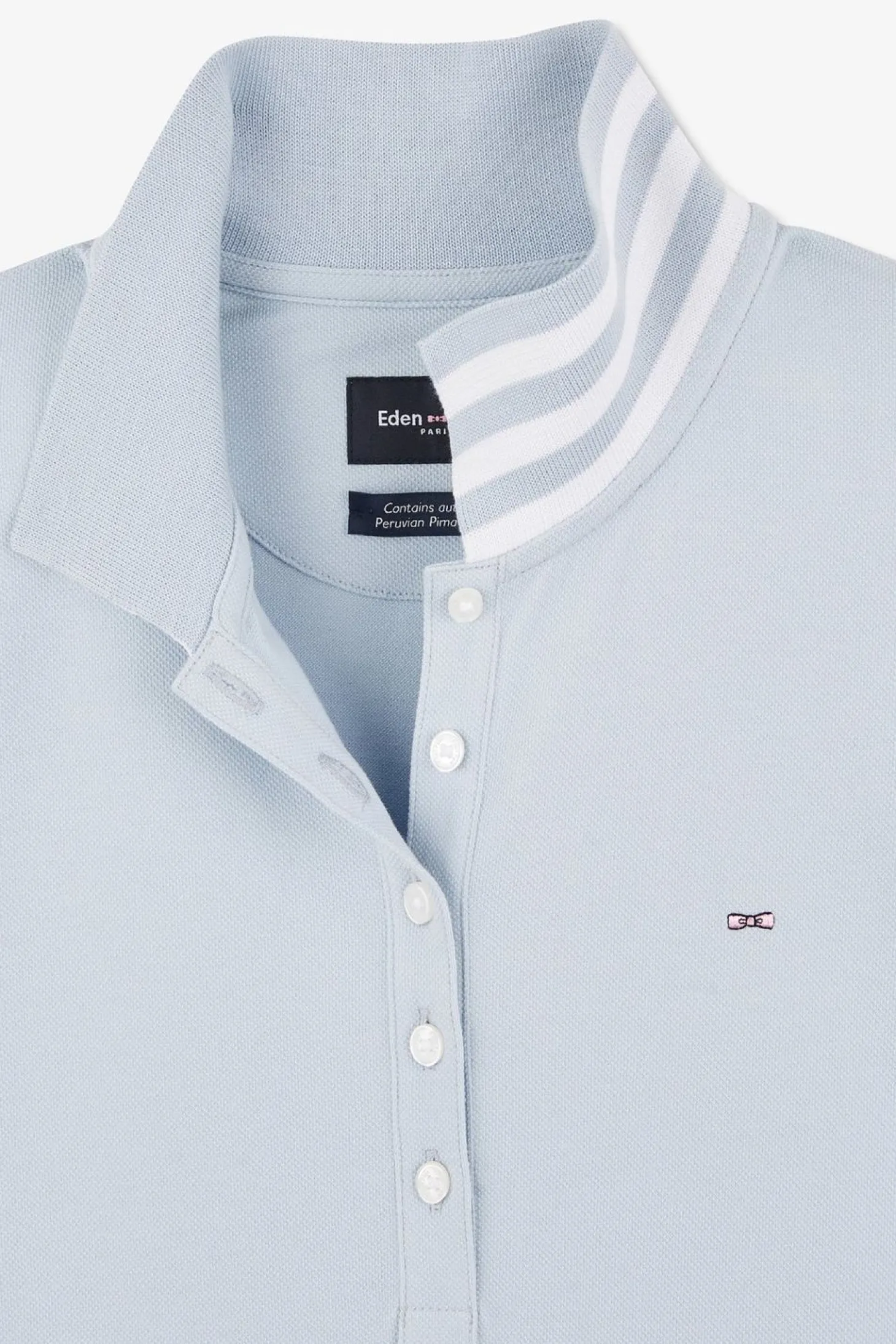 Polo Bleu Manches Courtes En Coton Pima