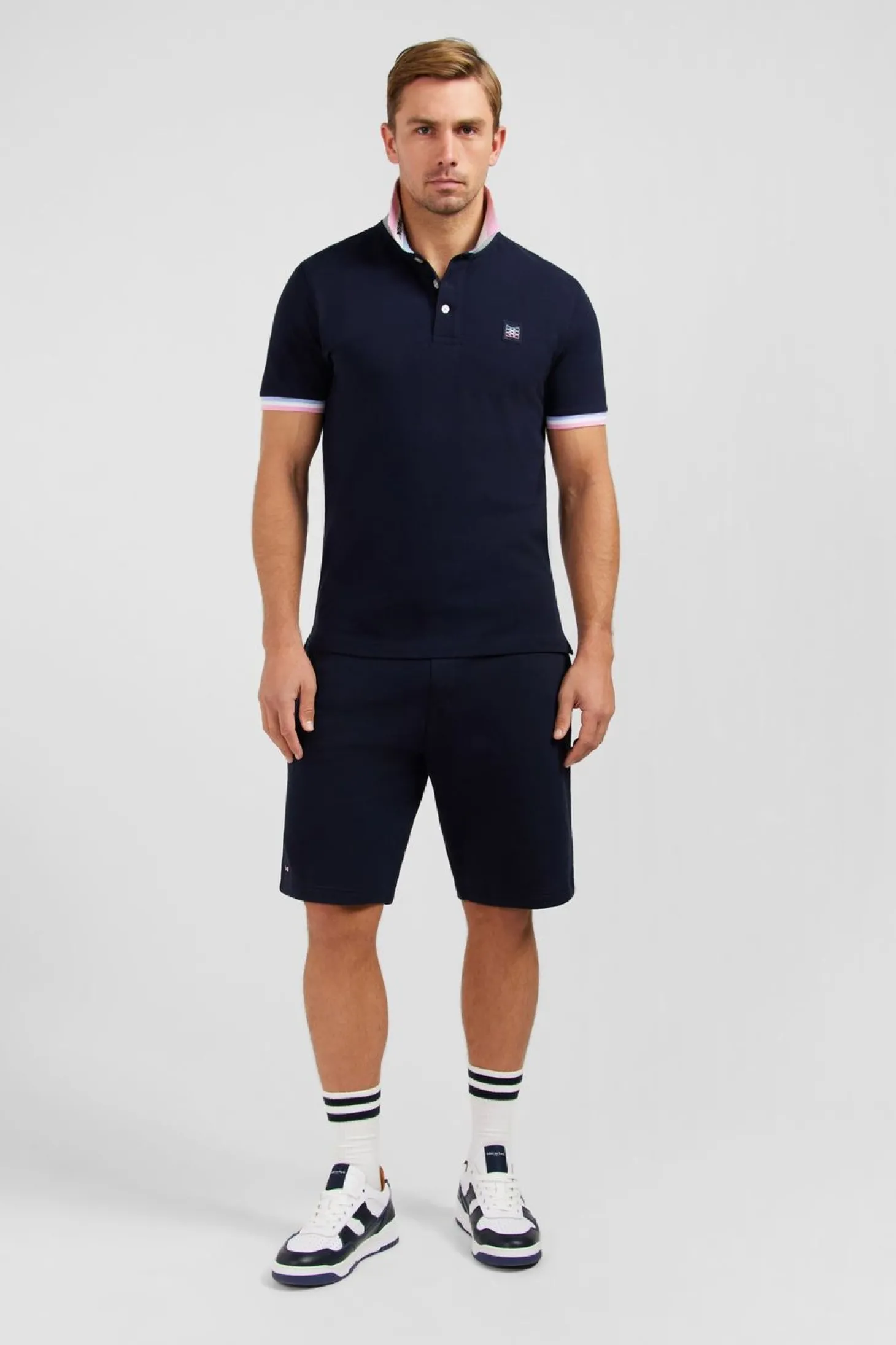 Polo Bleu Marine A Details Tricolores