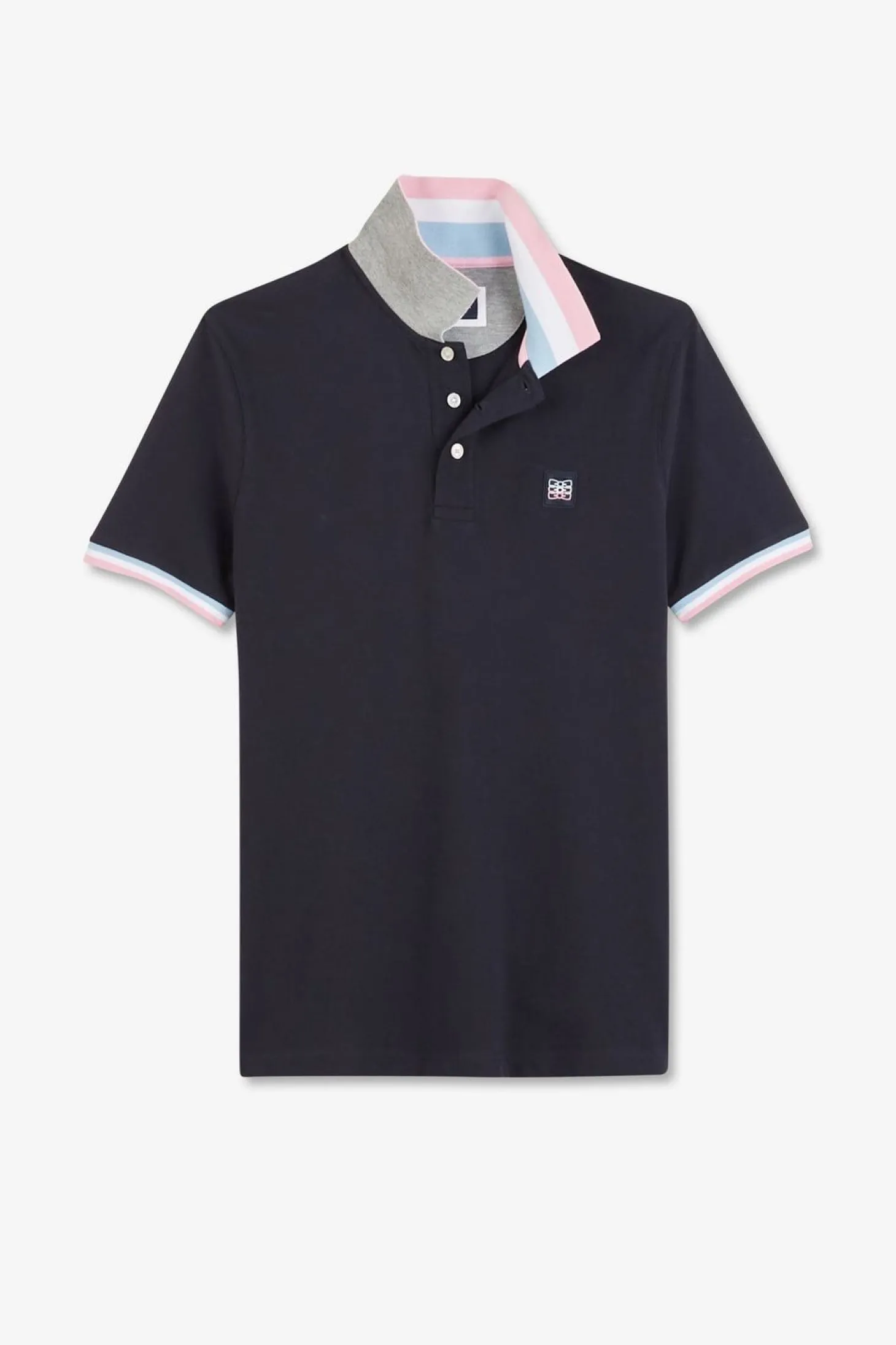 Polo Bleu Marine A Details Tricolores