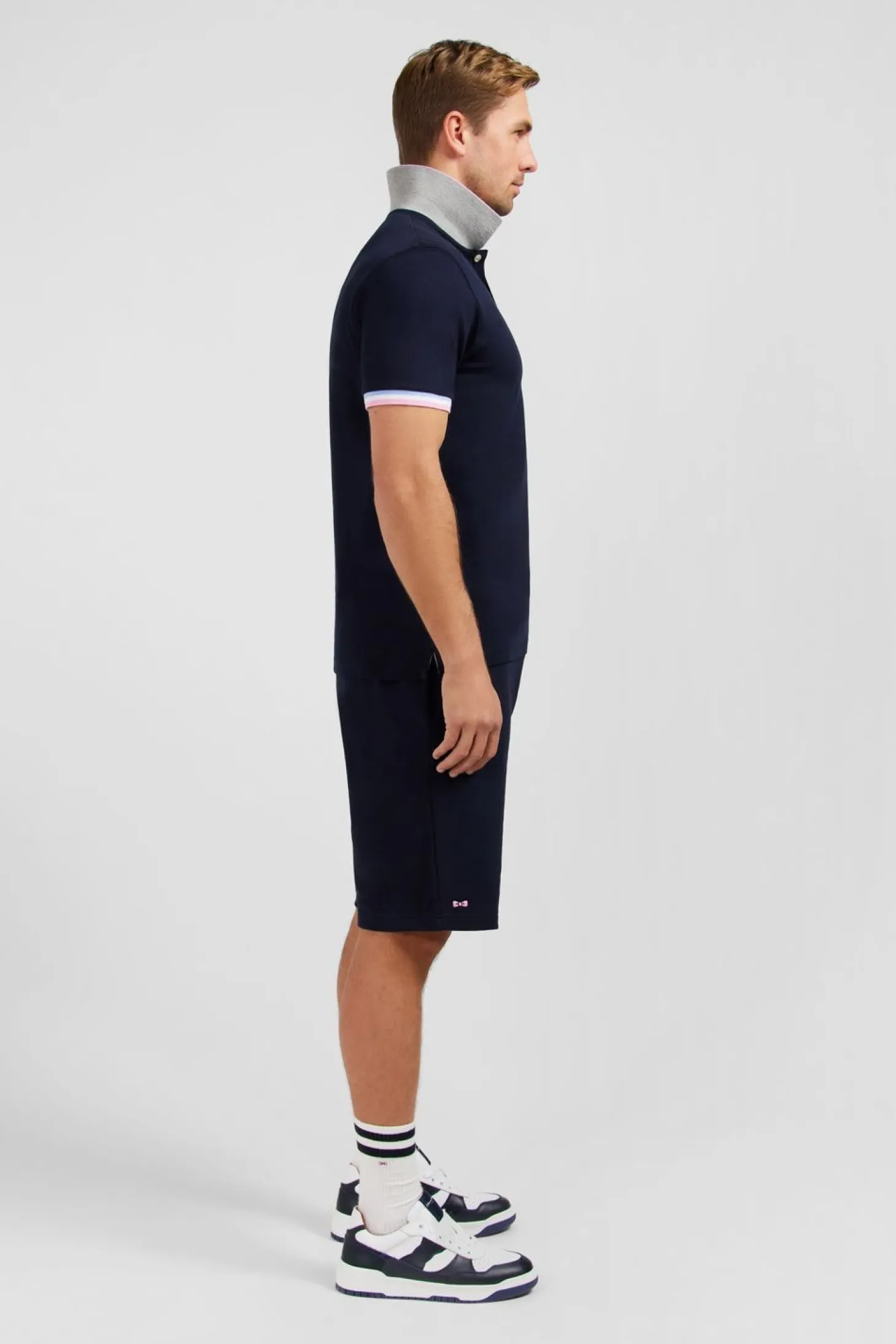 Polo Bleu Marine A Details Tricolores
